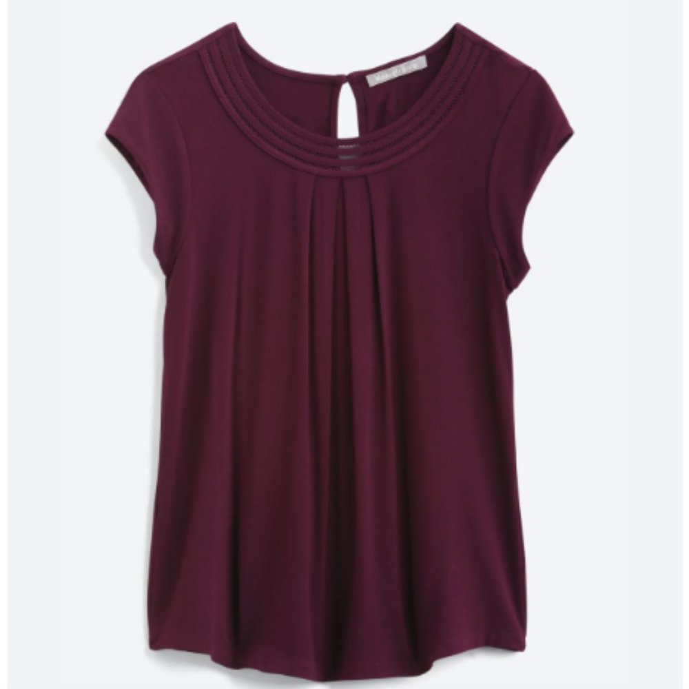 DANIEL RAINN Brinn Scoop Neck Pleat Detail Knit Top